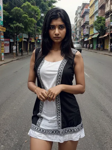 A indian gril black hair   drees   bengoli shari  at kolkata   veryy sad mood gril sting alone on  road