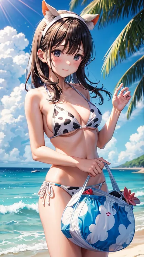 ぬこ耳Cow print bikini　Seaside　coastal　Cow print bikini