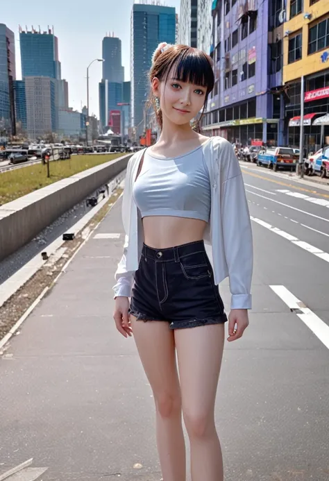 There was a lady standing on the roadside, Cyberpunk Art by Yang J, Popular on ArtStation, realism, artwork in the style of Gu Weiss, Anime style. 8K, Gu Weiss, Realistic anime 3D style, Popular on cgstation, 🤤 Girl Portrait, hyper-realistic cyberpunk styl...