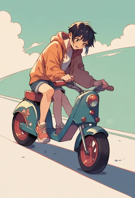 Girl on electric scooter、anime