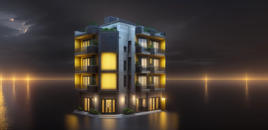 Townhouse in the city, daylight, bright yellow light, (sharp focus) modern style townhouse facade, Vietnamese architecture, complementary colors, bright yellow light, no hot air, High resolution, super detail, 8k, hdr, ,vray render, surreal, exterior desig...