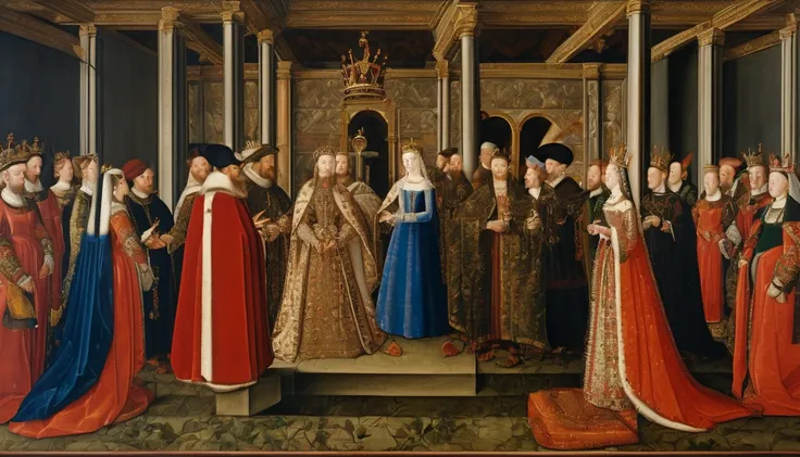 Oil painting, 16th century, wedding ceremony, king,queen