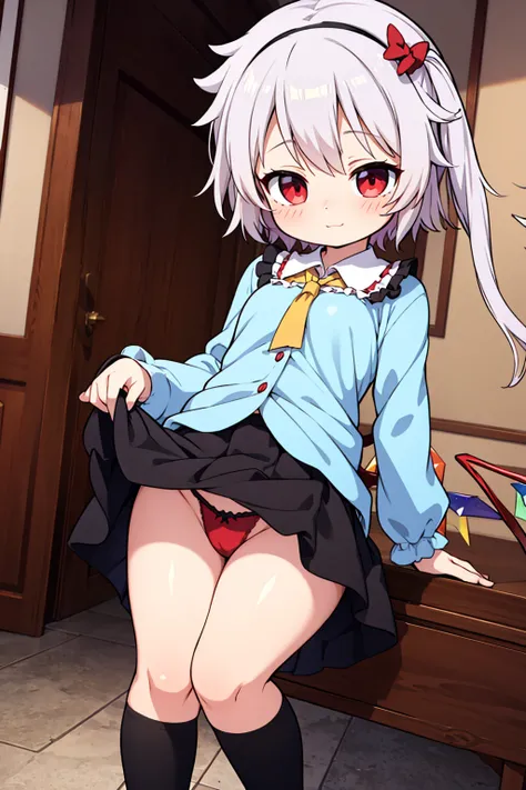 Flandre Scarlet　cute face beautiful breasts　black Thong