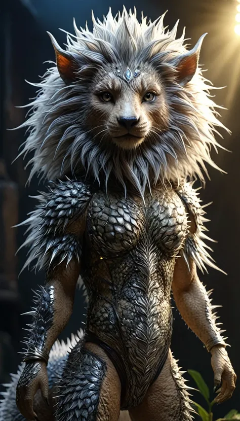 There is a kind of beast，doll，The body is covered with coarse, hard, and thorny hair（best quality，4K，8K，High level，masterpiece：1.2），Ultra Detailed，（lifelike，Photo real，Photo real：1.37），Highly detailed animals，Complex patterns，Realistic lighting，Fantasy Cre...