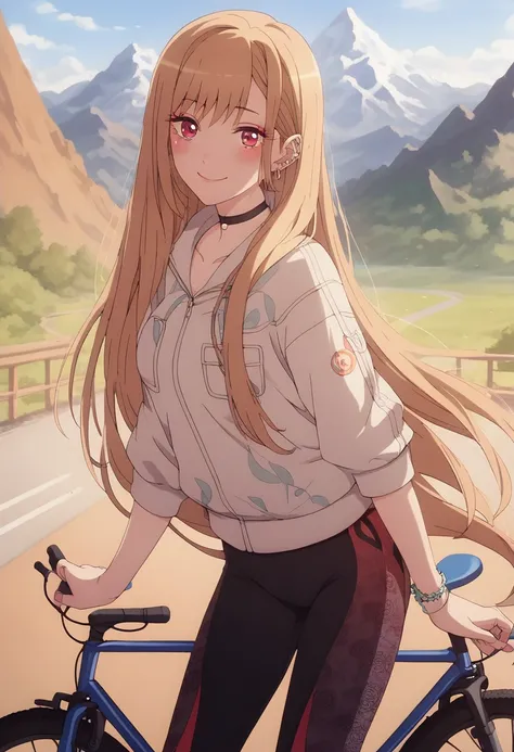 (score_9, score_8_up, score_7_up), (masterpiece, best quality, very aesthetic, ultra detailed, source anime, anime, intricate details), 1girl, solo, long hair, looking at viewer, blush, smile, blonde hair, red eyes, jewelry, earrings, choker, piercing, ear...