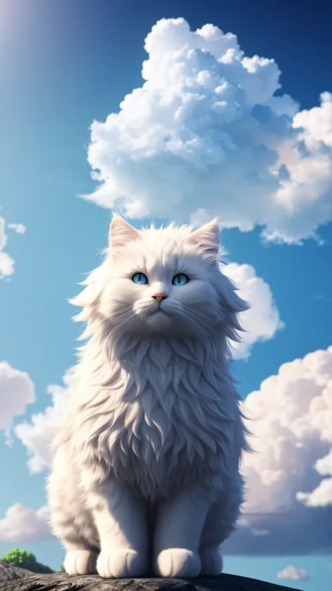 a fluffy cloud cat,surreal,realistic cloud cat animal,simple background,masterpeice,Unreal Render,8k,cloudhair,