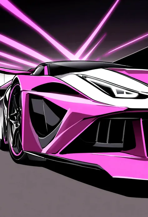 Sports car mix color Pink, black, white