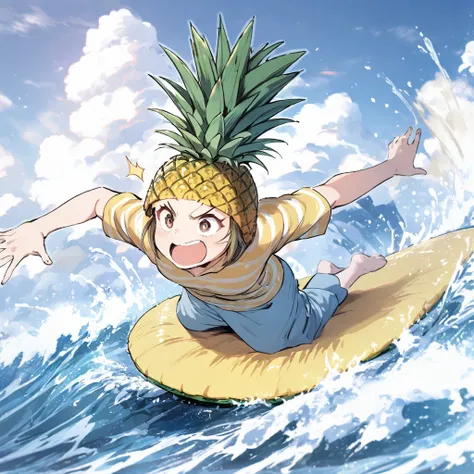 Pineapple costume surfing