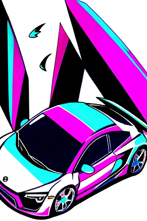 Sport car mix color pink,black,white no background 