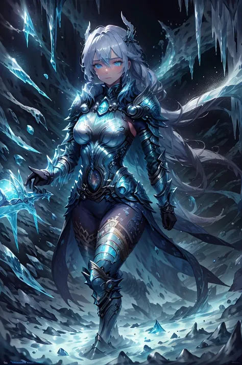 female warrior of the icy void, detailed full body, face detailed