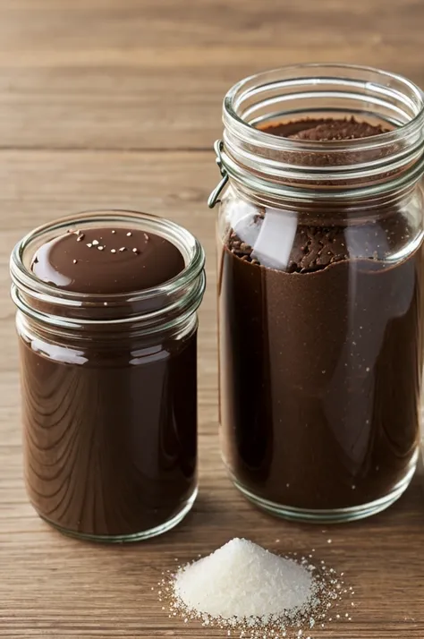 Give me a sealed glass container with chocolate clam and salt water inside. 