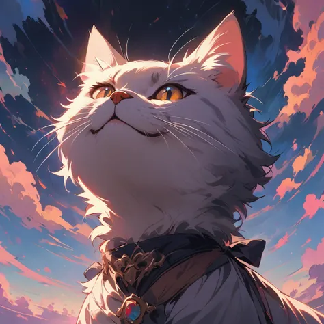 A cat gazing up at the sky