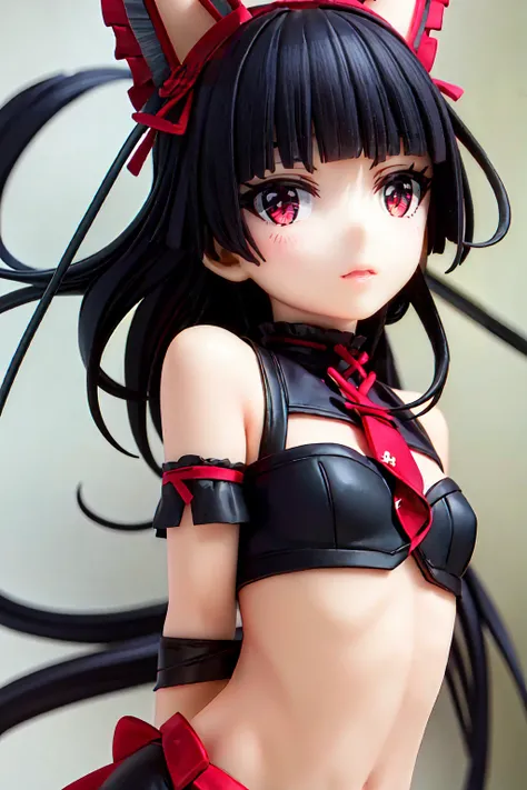 Rory Mercury, Laurie Mercury, Black Hair, Blunt bangs, Hime cut, hair ornaments, Red lipstick, Long Hair, Cute face, compensate, (Small box:1.2), (Red eyes:1.5), break Gothic underwear, Perfect body (Small breasts:1.3), break in full growth, Red Shoes, bre...