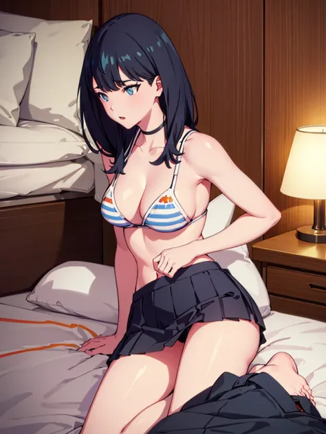 Rikka, A-line skirt,sexy girl,bed room ,on the bed,Beautiful slender legs,Big breasts,porn,bikini