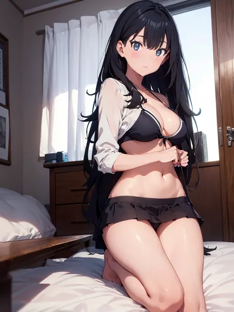 Rikka, A-line skirt,sexy girl,bed room ,on the bed,Beautiful slender legs,Big breasts,porn,bikini