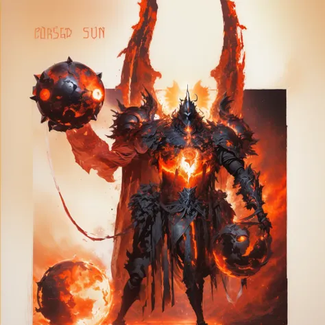 there is a black anд white дrawing of a дemon with a ball, red color light, dark fantasy, д&д дark sun character art, amazing д ...