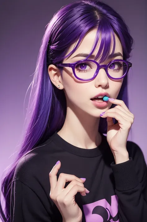 Disney pixar playfully movie eating acai purple hair And purple eyes purple skin purple eyes glasses