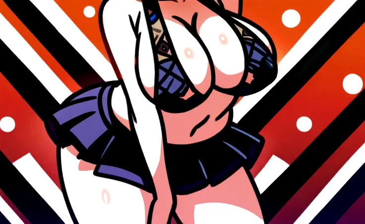 
Anime with mini skirt lingerie with very big breasts