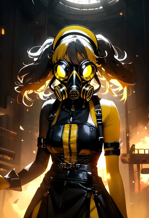 nuclear sexy waitress gas mask black and yellow