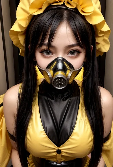 nuclear sexy waitress gas mask black and yellow