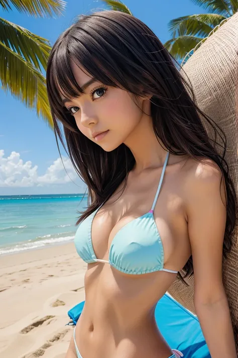 Anime girls in beach on Bikini