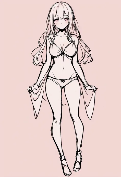 Sketch of woman in underwear looking full body front 