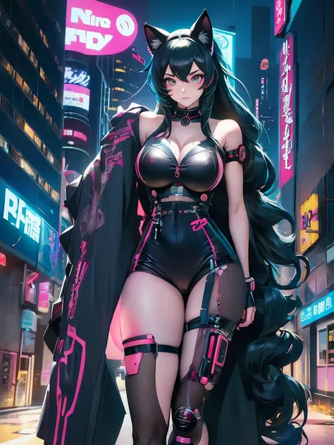 anime girl with long hair and cat ears in a city, digital cyberpunk anime art, cyberpunk anime girl mech, female cyberpunk anime girl, cyberpunk anime girl, anime cyberpunk art, cute cyborg girl, digital cyberpunk - anime art, cyberpunk anime art, oppai cy...