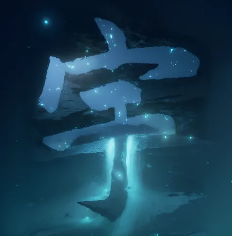 Water as a composition，Draw a landscape avatar with the word &quot;宇&quot;。