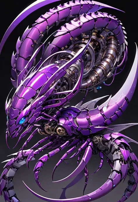 a extremely detailed high tech dark purple mechanical scorpion tail