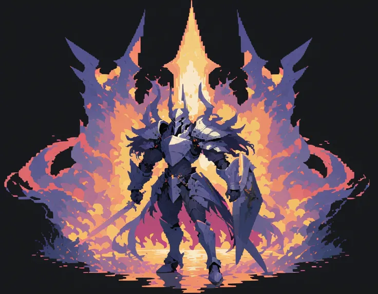 Pixel Art,Pixelated,8 bit,Retro game,Dim colors,Retro Style,Pixel animation,Low resolution，Dark Style，knight，拿剑的knight，Transparent Background，Transparent Background