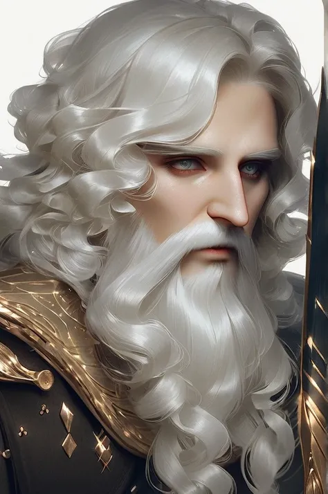 ((Лучшее качество)), ((шедевр)), (подробный), The curly-haired king is icy with a beard and stern with a sword