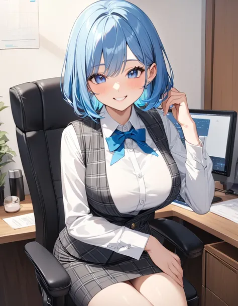 (Highest qualityのイラスト:1.2), (pretty girl:1.1), (1 girl、17 years old、Highest qualityのイラスト:1.2), (1 girl、smile、Beautiful breasts、Very detailedな目:1.2)、((Bright blue hair:1.2))、Short Bob Hair、(Highest quality、Very detailed、Very detailed and beautiful、Ultra-hig...