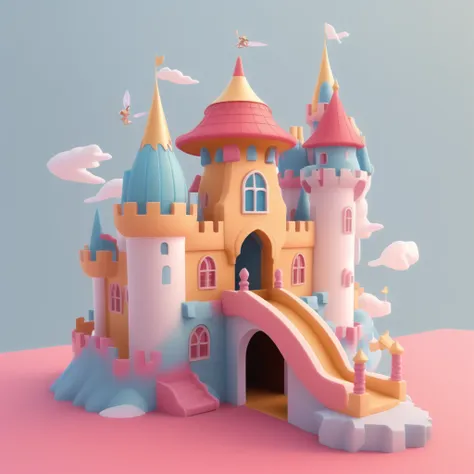 a closeup of a castle with a slide and a castle, beautiful representation of a fairy tale, beautiful 3d render, fantasy castle, ...