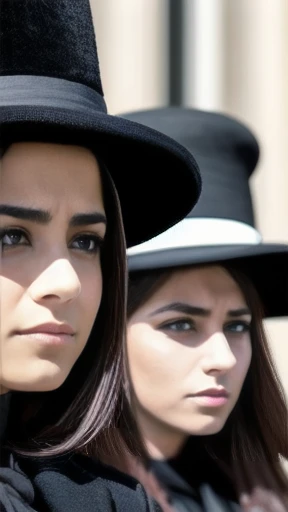 Group of haredi Stylish woman gathered focus on faces.