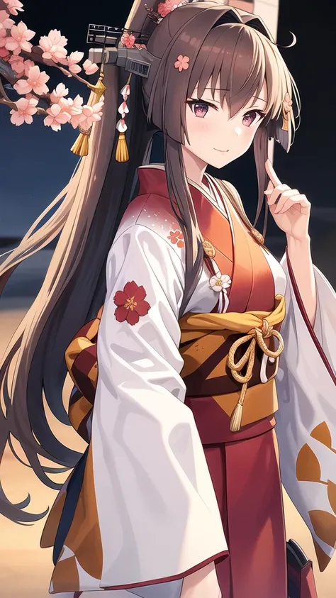 hanafuda \(yys\), hanafuda, 1girl, solo,
 yamato_\(kancolle\), 
(newyear_costume), japanese_clothes, kimono, long_sleeves, wide_...