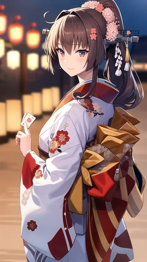 hanafuda \(yys\), hanafuda, 1girl, solo,
 yamato_\(kancolle\), 
(newyear_costume), japanese_clothes, kimono, long_sleeves, wide_...