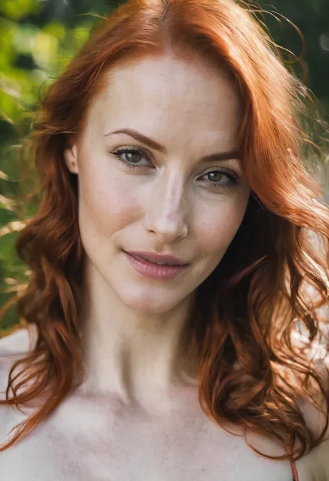 Redhead woman without bra
