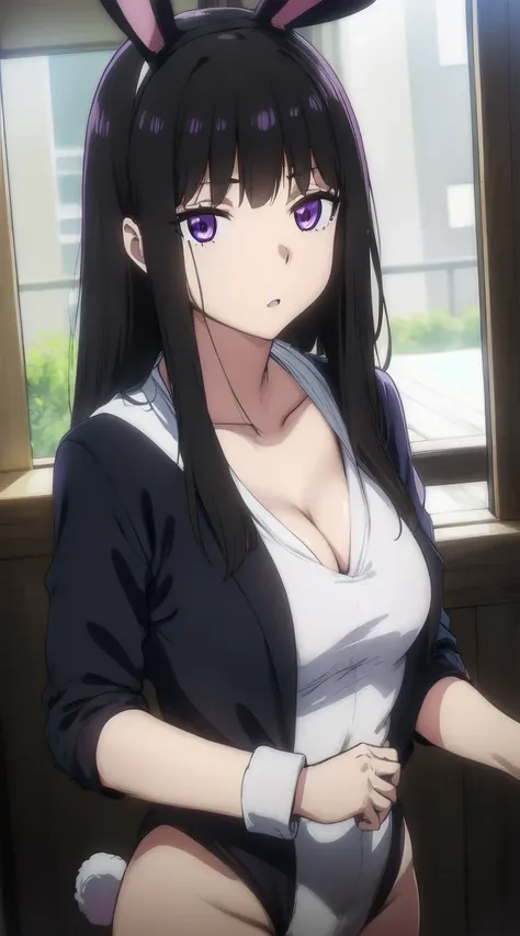 1girl,((black hair))
BREAK ((inoue takina, long hair, bangs, black hair, (purple eyes:1.2):1))
BREAK ((bunnygirl costume:1.4))
BREAK indoors,
BREAK looking at viewer, 
BREAK (masterpiece:1.2), best quality, high resolution, unity 8k wallpaper, (illustratio...