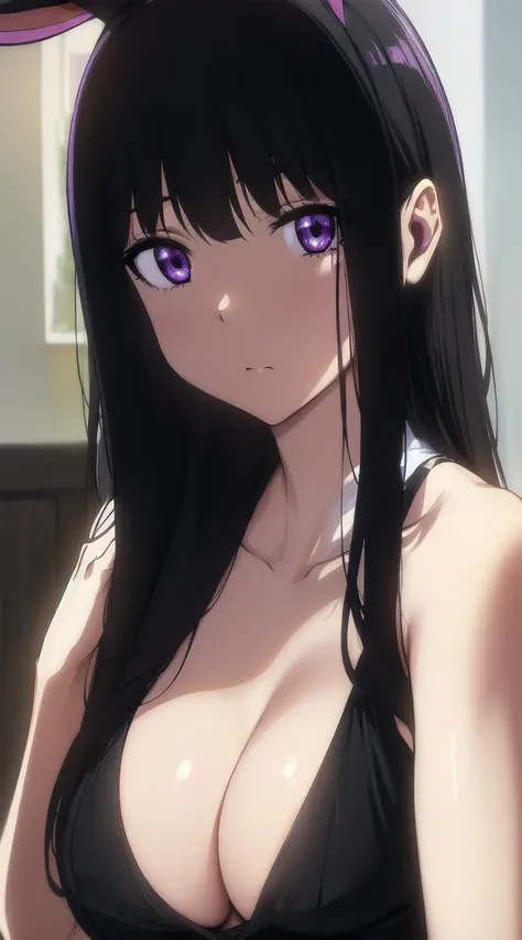 1girl,((black hair))
BREAK ((inoue takina, long hair, bangs, black hair, (purple eyes:1.2):1))
BREAK ((bunnygirl costume:1.4))
BREAK indoors,
BREAK looking at viewer, 
BREAK (masterpiece:1.2), best quality, high resolution, unity 8k wallpaper, (illustratio...