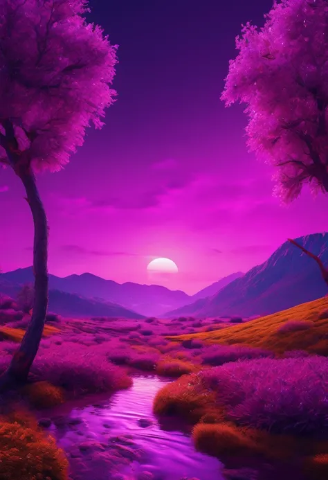 purple aesthetic landscape, 8k, masterpiece,