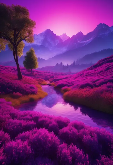 purple aesthetic landscape, 8k, masterpiece,