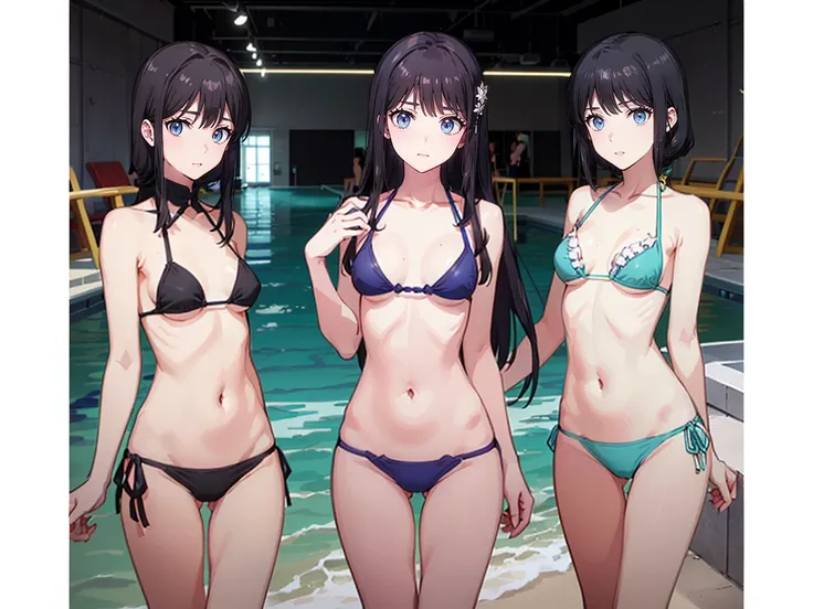 (((High resolution))), (((Very detailedな))), (((Three Girls:1.3))),((７Head to Body:1.3))、 (((Midday Blue Background)))、(((Happy expression))), (((smile:1.5)))、(((Beautiful and detailed eyes:1.3))), (((Very detailed))), (((Details face:1.5))), break , ,sunn...