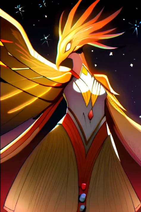 An image with a phoenix at night