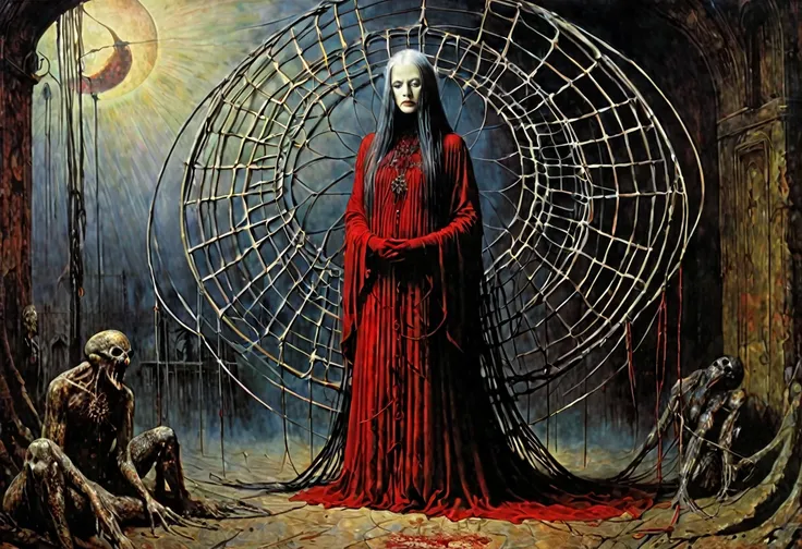 (Masterpiece, best quality), (lo Gothic), Dream Catcher, Vampir, (HG giger, Art by Hermann Nitsch, Beksinski, Dariusz Zawadzki, giger, zdzislaw beksinski)
