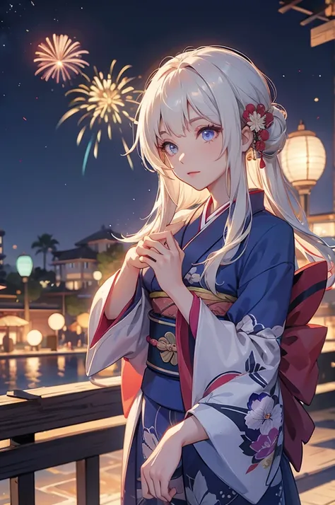 kagura kimono night in the firework