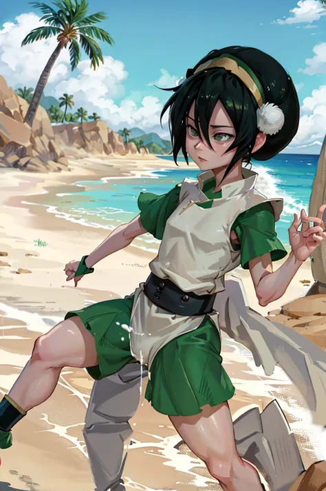 toph beifong naked on the beach with her bct full of cum