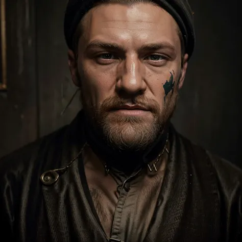 a portrait of an old coal conor mcgregor miner in 19th century, beautiful painting with highly detailed face by greg rutkowski and magali villanueve
