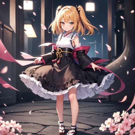 ((Japanese style)),Lolita Fashion,(mini skirt),(Frills),(Revealing clothing),(In a naughty way),Cute little ,Tiny ,Small girl,,Childish face, Very fine clean face,Top quality,Straight Hair,Yellow hair,(Dark Room), Subtle light, Natural light,Soft lighting,...