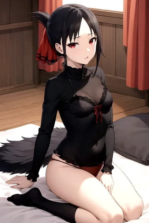 Shinomiya Kaguya, Shinomiyakaguya, Red eyes, small breasts, list brook, black fur, Red eyes, wedding lingerie, bride, wife 