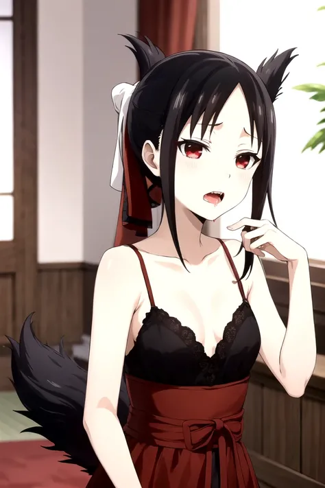 Shinomiya Kaguya, Shinomiyakaguya, Red eyes, small breasts, list brook, black fur, Red eyes, wedding lingerie, bride, wife, Open mouth, saliva 